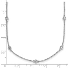 14k White Gold Complete 3/8 carat Bezel-set Diamond and Cable Chain 17-Station 20 inch Necklace