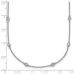 14k White Gold Complete 1/2 carat Bezel-set Diamond and Cable Chain 20-Station 20 inch Necklace