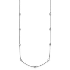 14k White Gold Complete 5/8 carat Bezel-set Diamond and Cable Chain 17-Station 20 inch Necklace
