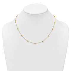 14k Complete 1/2 carat Bezel-set Diamond and Cable Chain 15-Station 18 inch Necklace