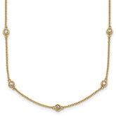 14k Complete 5/8 carat Bezel-set Diamond and Cable Chain 17-Station 20 inch Necklace