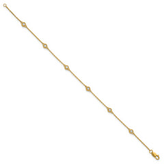 14k Complete 1/5 carat Bezel-set Diamond and Cable Chain 6-Station 7 inch Bracelet