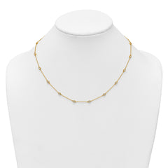 14k Complete 5/8 carat Bezel-set Diamond and Cable Chain 18-Station 18 inch Necklace