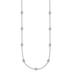 14k White Gold Complete 7/8 carat Bezel-set Diamond and Cable Chain 16-Station 20 inch Necklace