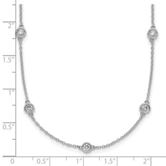 14k White Gold Complete 7/8 carat Bezel-set Diamond and Cable Chain 16-Station 20 inch Necklace