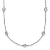 14k White Gold Complete 7/8 carat Bezel-set Diamond and Cable Chain 16-Station 20 inch Necklace