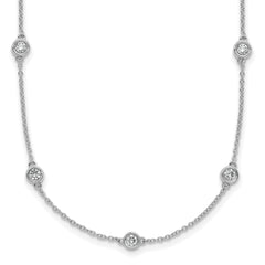 14k White Gold Complete 7/8 carat Bezel-set Diamond and Cable Chain 16-Station 20 inch Necklace