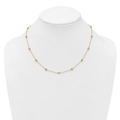 14k Complete 7/8 carat Bezel-set Diamond and Cable Chain 15-Station 18 inch Necklace