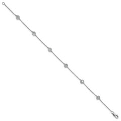 14k White Gold Complete 1/3 carat Bezel-set Diamond and Cable Chain 6-Station 7 inch Bracelet