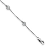 14k White Gold Complete 1/3 carat Bezel-set Diamond and Cable Chain 6-Station 7 inch Bracelet