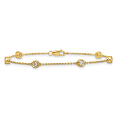 14k Complete 1/3 carat Bezel-set Diamond and Cable Chain 6-Station 7 inch Bracelet