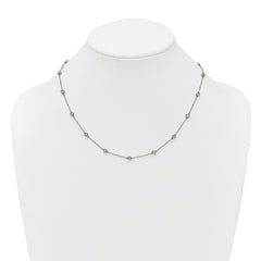 14k White Gold Complete 1 carat Bezel-set Diamond and Cable Chain 17-Station 18 inch Necklace