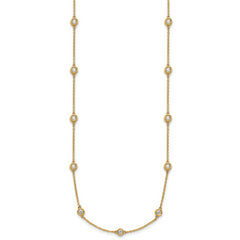 14k Complete 1.3 carat Bezel-set Diamond and Cable Chain 20-Station 20 inch Necklace