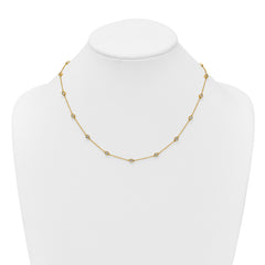 14k Complete 1 carat Bezel-set Diamond and Cable Chain 17-Station 18 inch Necklace