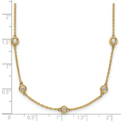 14k Complete 1.3 carat Bezel-set Diamond and Cable Chain 20-Station 20 inch Necklace