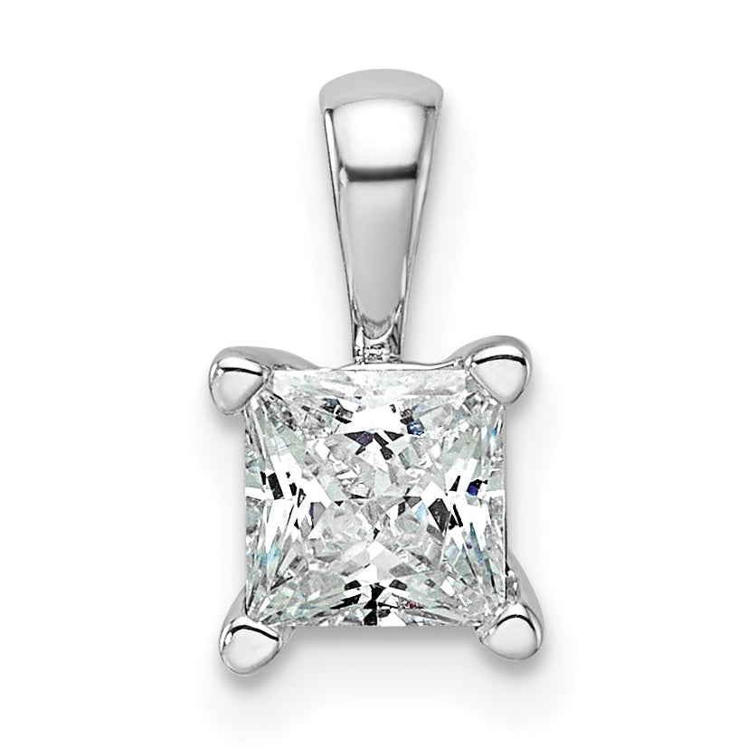 14k White Gold 3/4 carat Lab Grown Diamond VS/SI+ G+ 18 inch 4 Prong Pendant Necklace