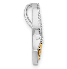 14K Two-tone Polished Diamond Quinceanera Double Heart Chain Slide