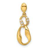 14K Polished 1/20 carat Diamond Wavy Oval Dangle Pendant