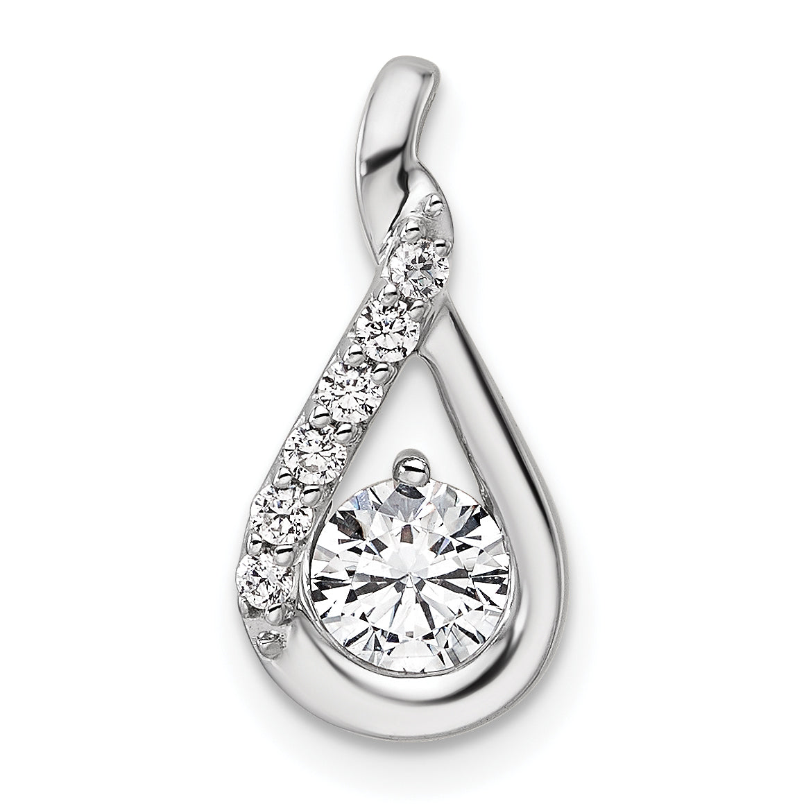 14K White Gold Complete 5/8 carat Diamond Teardrop Chain Slide