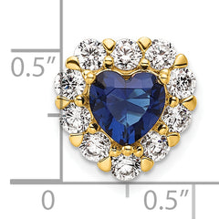 14k 1 carat Lab Grown Diamond VS/SI+ G+ and Lab Created Blue Sapphire Heart Halo Chain Slide Pendant