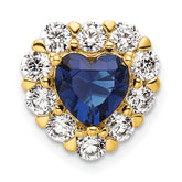 14k 1 carat Lab Grown Diamond VS/SI+ G+ and Lab Created Blue Sapphire Heart Halo Chain Slide Pendant