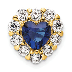 14k 1 carat Lab Grown Diamond VS/SI+ G+ and Lab Created Blue Sapphire Heart Halo Chain Slide Pendant