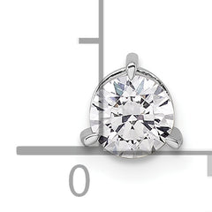 14k White Gold 1/2 carat Lab Grown Diamond VS/SI+ G+ Round Complete Three Prong Chain Slide Pendant