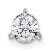 14k White Gold 1/2 carat Lab Grown Diamond VS/SI+ G+ Round Complete Three Prong Chain Slide Pendant