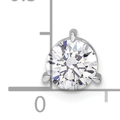 14k White Gold 3/4 carat Lab Grown Diamond VS/SI+ G+ Round Complete Three Prong Chain Slide Pendant