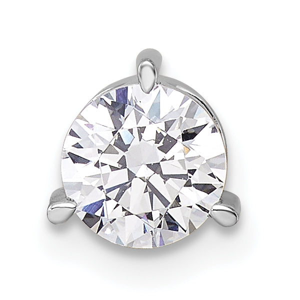 14k White Gold 3/4 carat Lab Grown Diamond VS/SI+ G+ Round Complete Three Prong Chain Slide Pendant