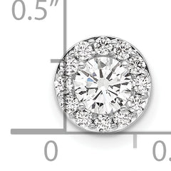 14k White Gold 3/4 carat Lab Grown Diamond VS/SI+ G+ Round Complete Halo Chain Slide Pendant