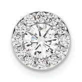 14k White Gold 3/4 carat Lab Grown Diamond VS/SI+ G+ Round Complete Halo Chain Slide Pendant