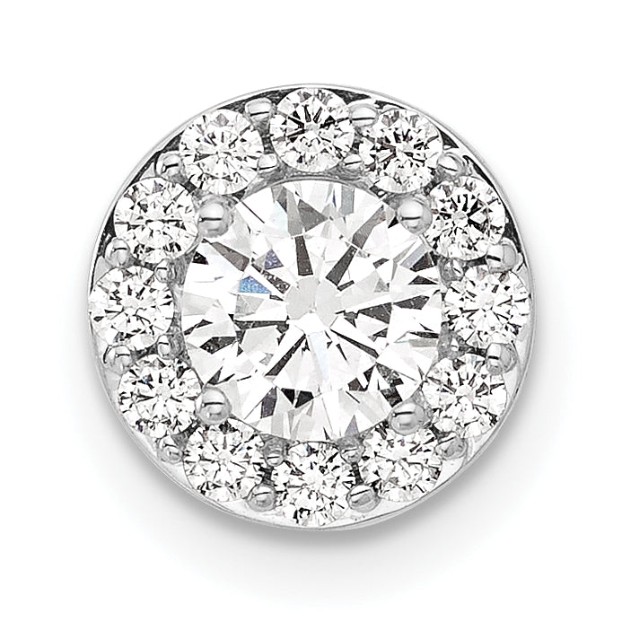 14k White Gold 3/4 carat Lab Grown Diamond VS/SI+ G+ Round Complete Halo Chain Slide Pendant