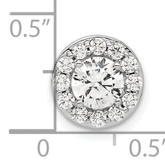 14k White Gold 1 carat Lab Grown Diamond VS/SI+ G+ Round Complete Halo Chain Slide Pendant