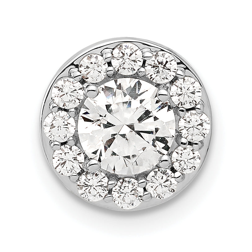 14k White Gold 1 carat Lab Grown Diamond VS/SI+ G+ Round Complete Halo Chain Slide Pendant