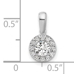 14k White Gold 1/2 carat Lab Grown Diamond VS/SI+ G+ Round Complete Halo Pendant