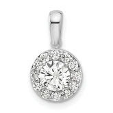 14k White Gold 3/4 carat Lab Grown Diamond VS/SI+ G+ Round Complete Halo Pendant