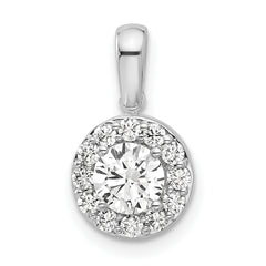 14k White Gold 3/4 carat Lab Grown Diamond VS/SI+ G+ Round Complete Halo Pendant