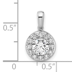 14k White Gold 1 carat Lab Grown Diamond VS/SI+ G+ Round Complete Halo Pendant
