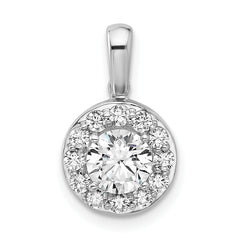 14k White Gold 1 carat Lab Grown Diamond VS/SI+ G+ Round Complete Halo Pendant