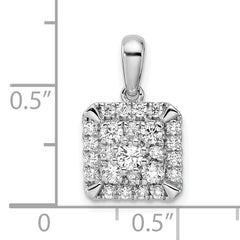 14k White Gold 1/2 carat Lab Grown Diamond VS/SI+ G+ Complete Square Cluster Pendant
