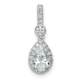 14k WG Lab Grown Diamond VS/SI+ G+ Halo Pear Semi-Mount Pendant