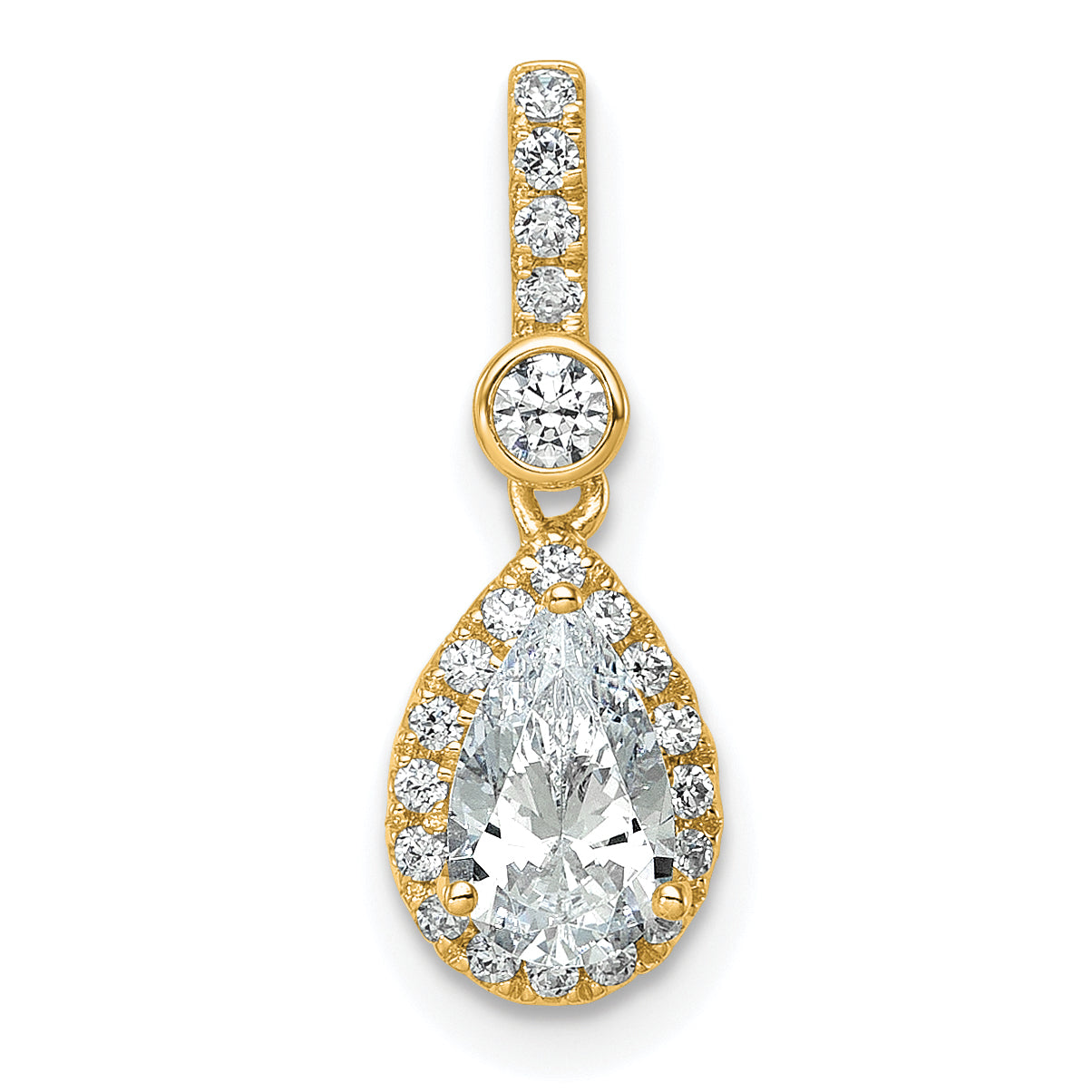 14k Lab Grown Diamond VS/SI+ G+ Halo Pear Semi-Mount Pendant