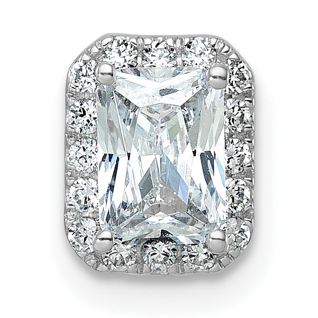 14k White Gold 1/5 carat Lab Grown Diamond VS/SI+ G+ 1 carat Emerald Center Semi Mount Chain Slide Pendant