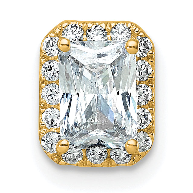 14k 1/5 carat Lab Grown Diamond VS/SI+ G+ 1 carat Emerald Center Semi Mount Chain Slide Pendant