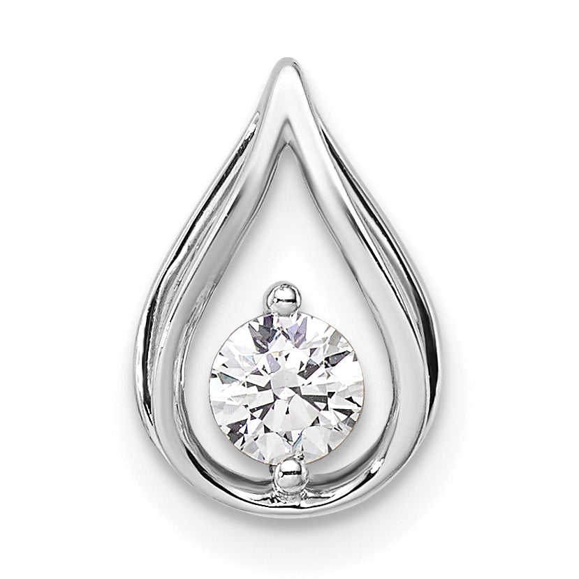 14k White Gold 1/4 carat Lab Grown Diamond VS/SI+ G+ Complete Teardrop Chain Slide Pendant
