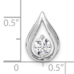 14k White Gold 1/2 carat Lab Grown Diamond VS/SI+ G+ Complete Teardrop Chain Slide Pendant