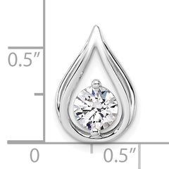 14k White Gold 3/4 carat Lab Grown Diamond VS/SI+ G+ Complete Teardrop Chain Slide Pendant