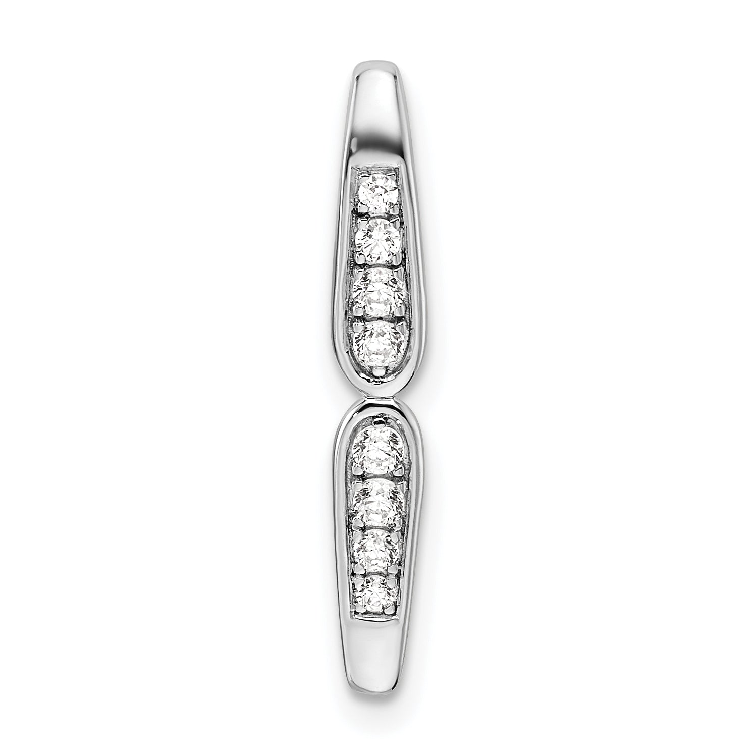 14k White Gold 1/8 carat Lab Grown Diamond VS/SI+ G+ Fancy Bar Chain Slide Pendant