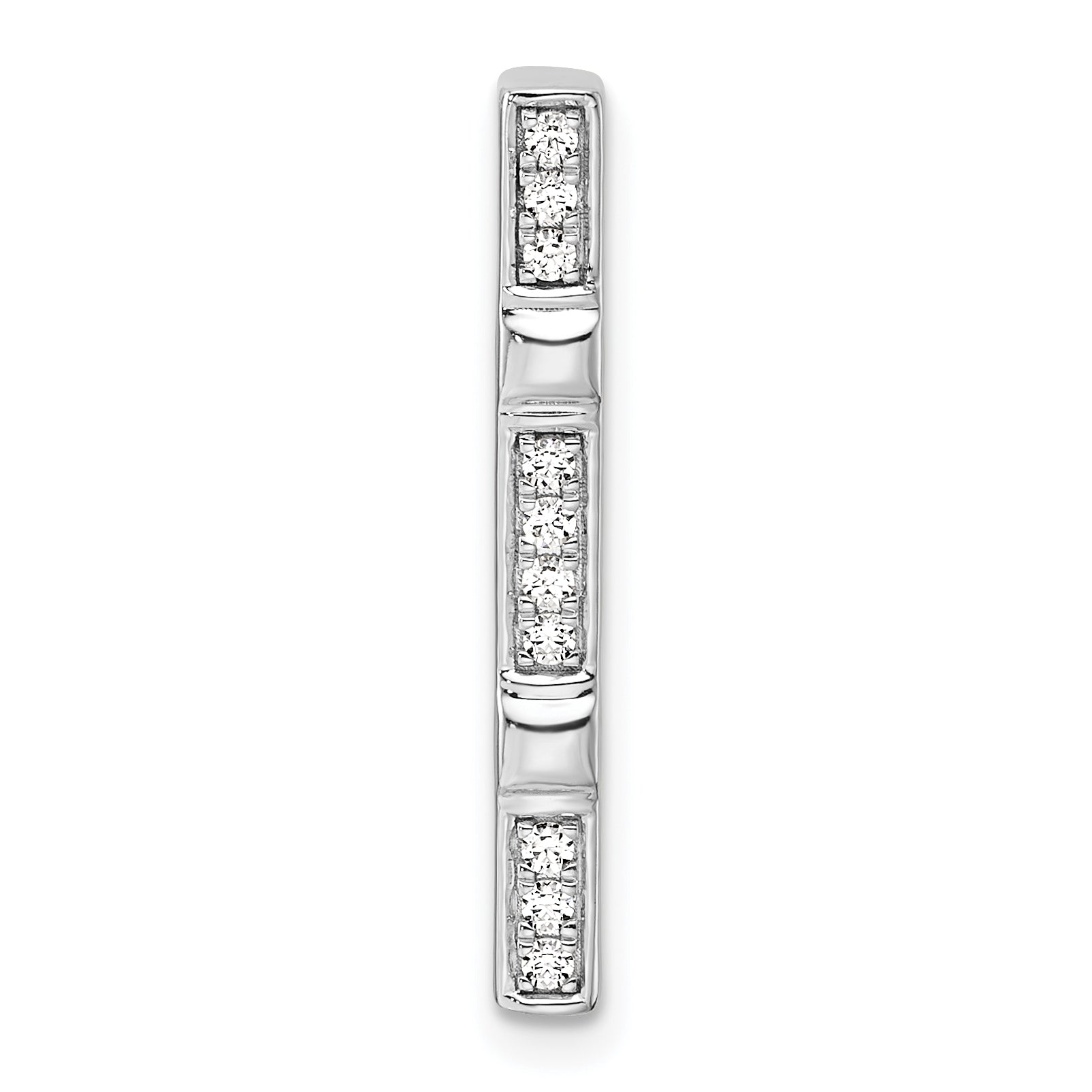 14k White Gold 1/10 carat Lab Grown Diamond VS/SI+ G+ Fancy Bar Chain Slide Pendant